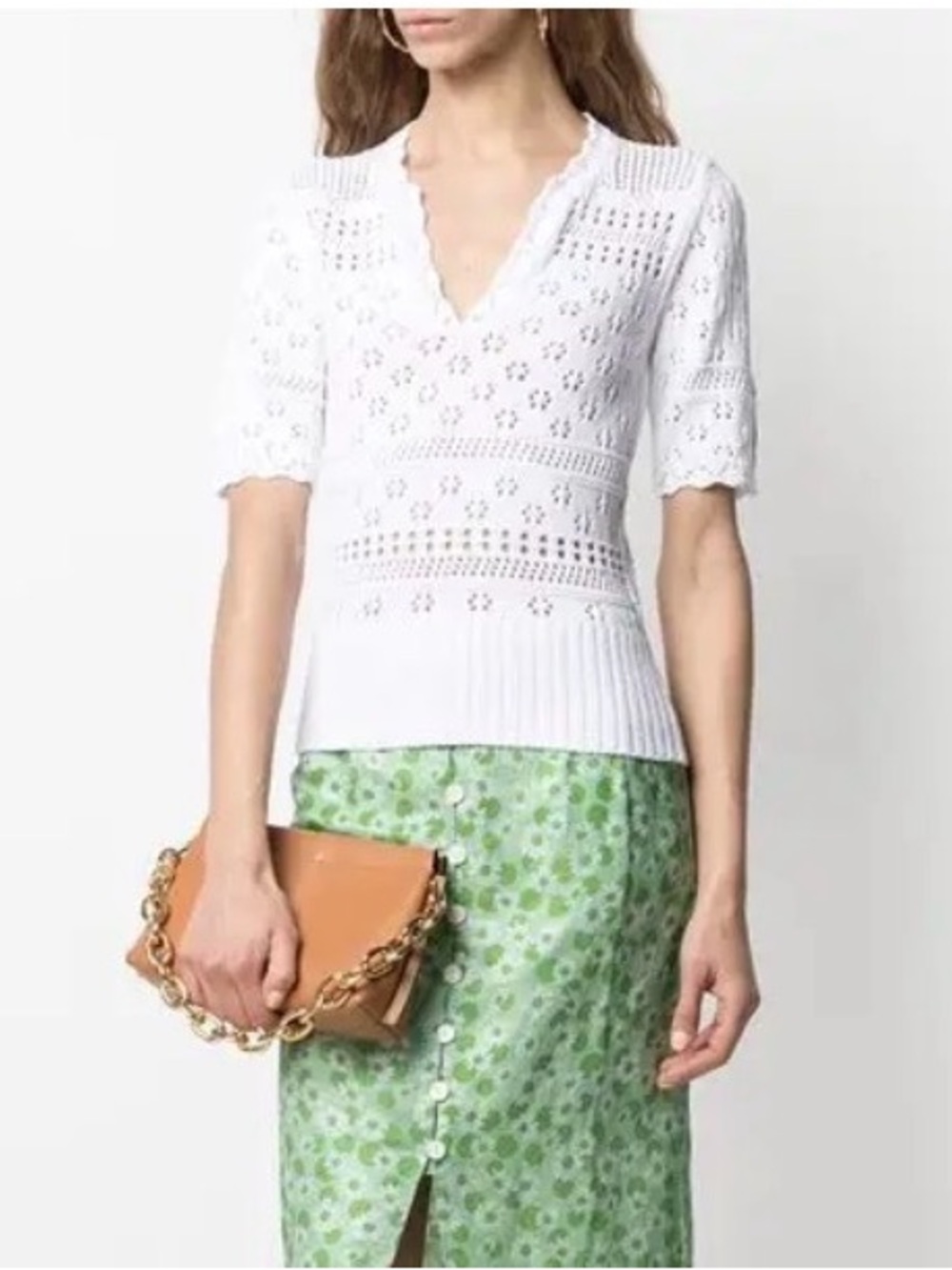 Sandro Joe Open Knit White Top Size 0/2/4
